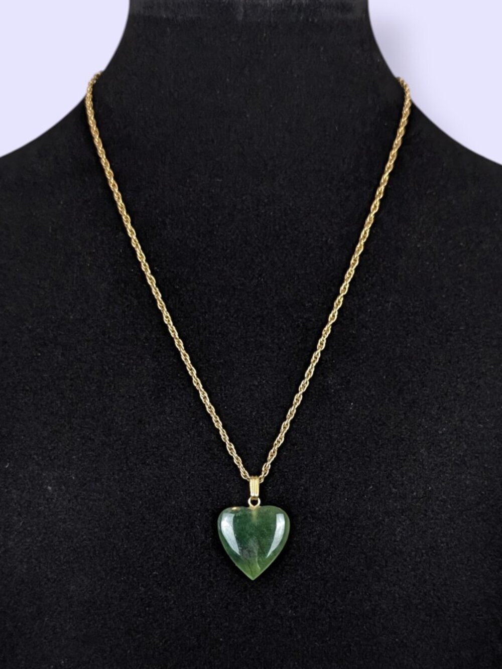 V. Nephrite Jade Heart Pendant Necklace